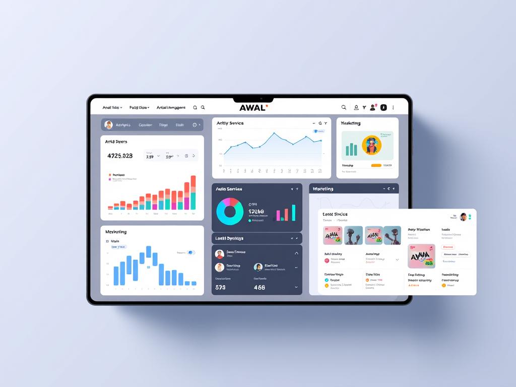 AWAL platform interface showing label services and artist management features for 2025