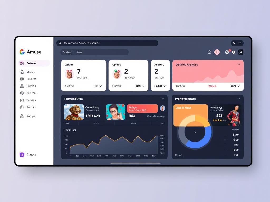 Amuse Pro distribution platform interface showing features and analytics for 2025