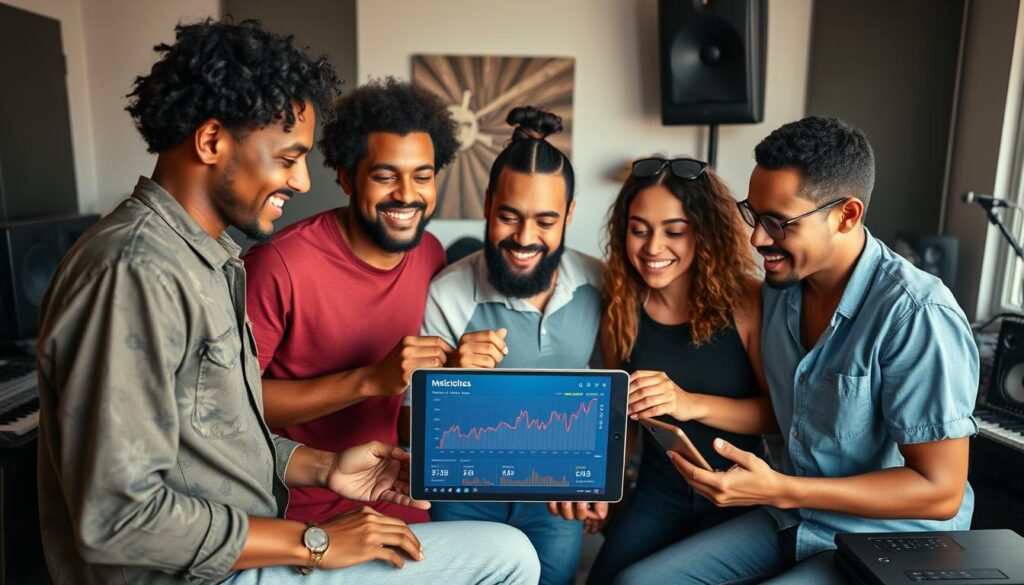 Artist celebrating successful music release distributed across multiple platforms in 2025