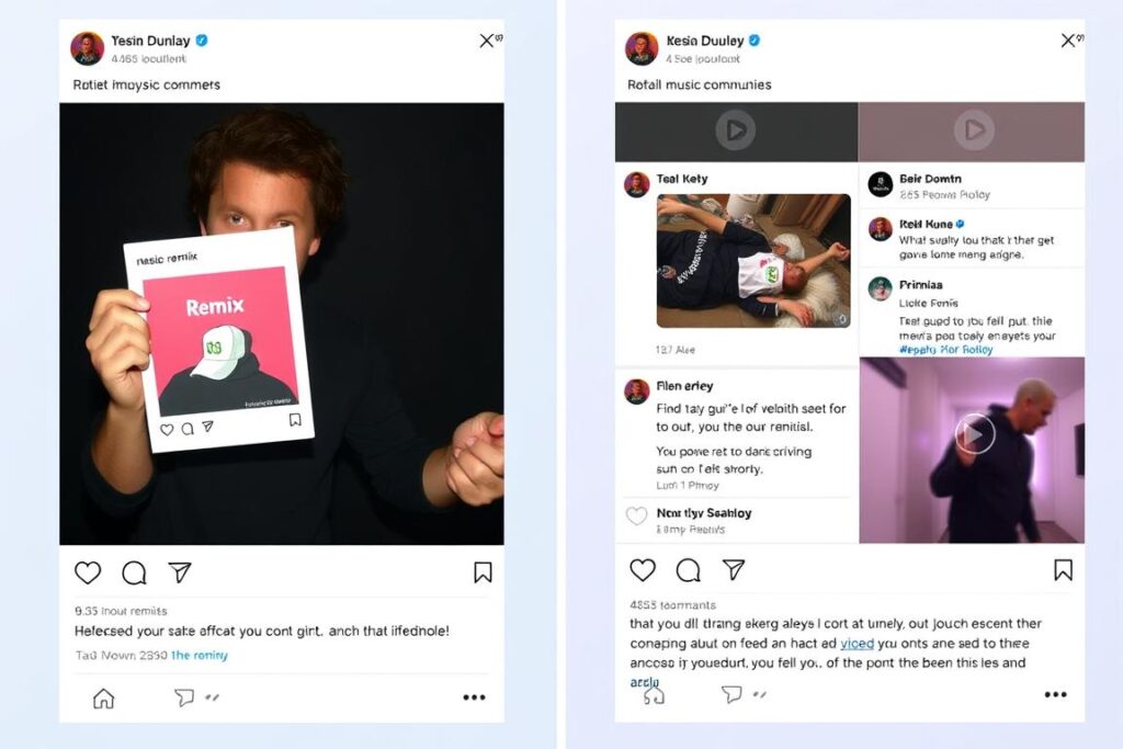 Artist promoting their remix on social media platforms