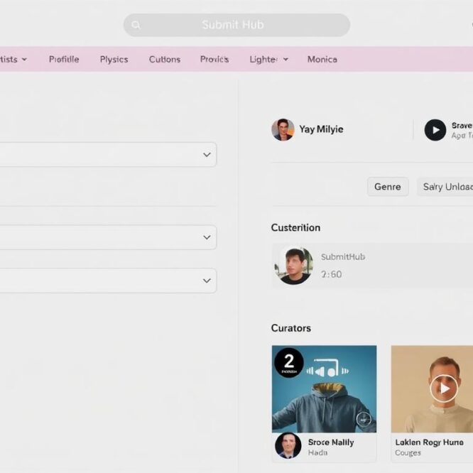 Artist submitting music to playlist curators through SubmitHub platform showing music marketing strategies in action