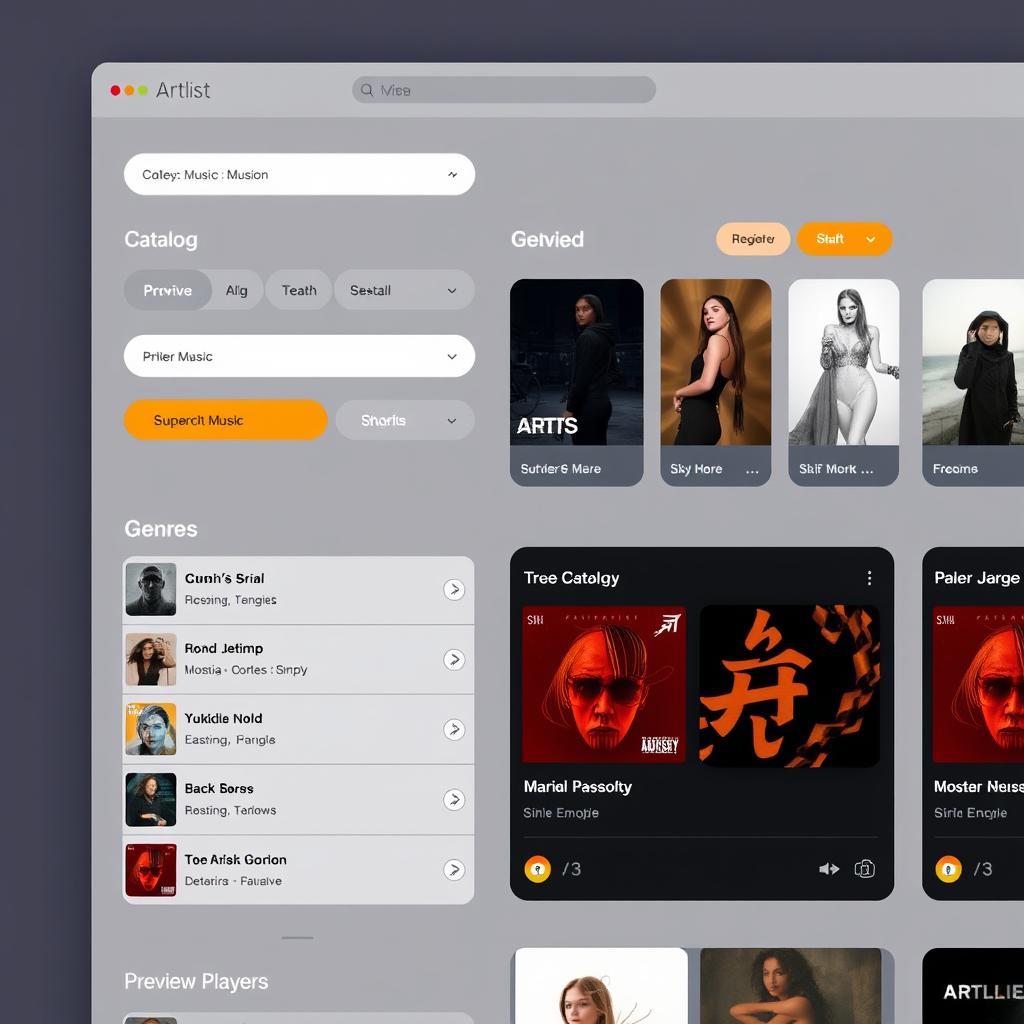 Artlist interface showing music tracks for creators