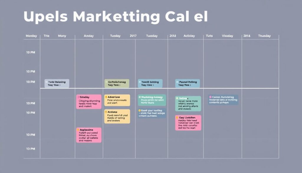 Calendar showing music marketing strategy implementation timeline