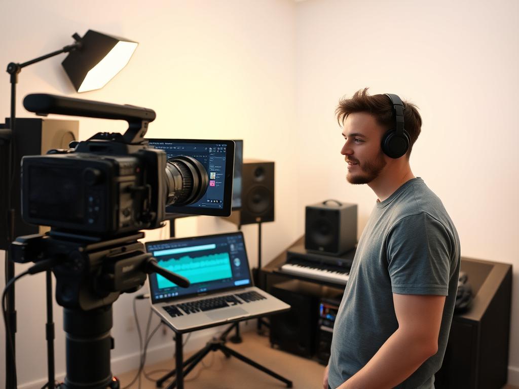 Creator filming a paid sponsorship segment for music software