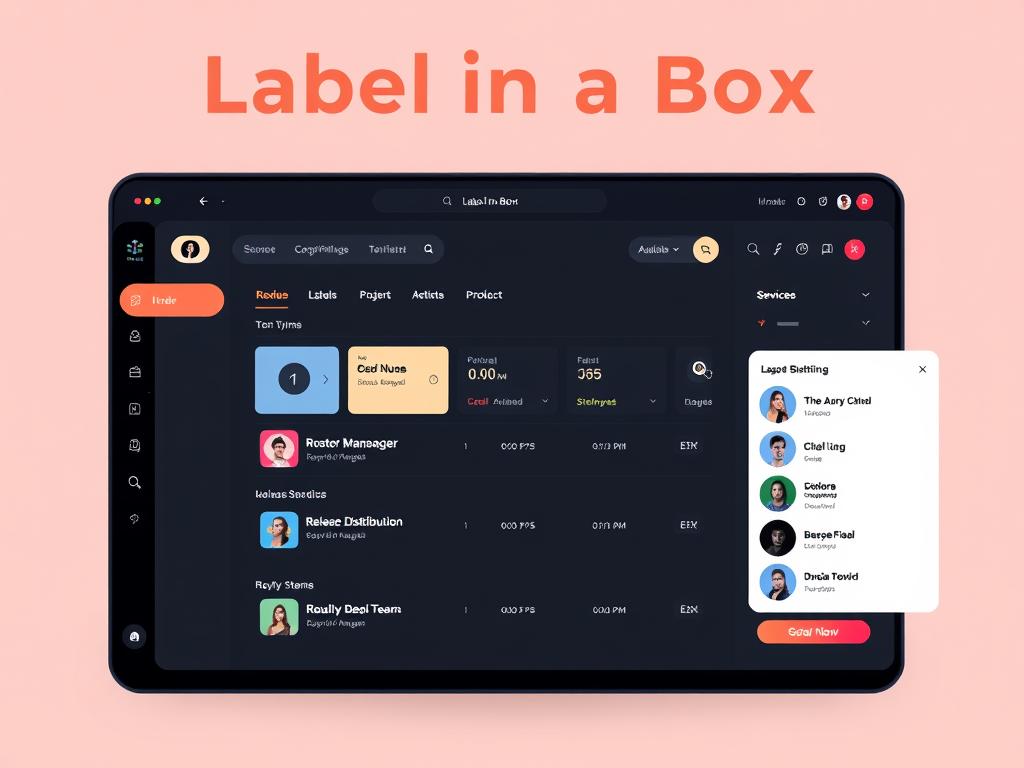 Ditto Music Label in a Box service interface showing label management tools for 2025