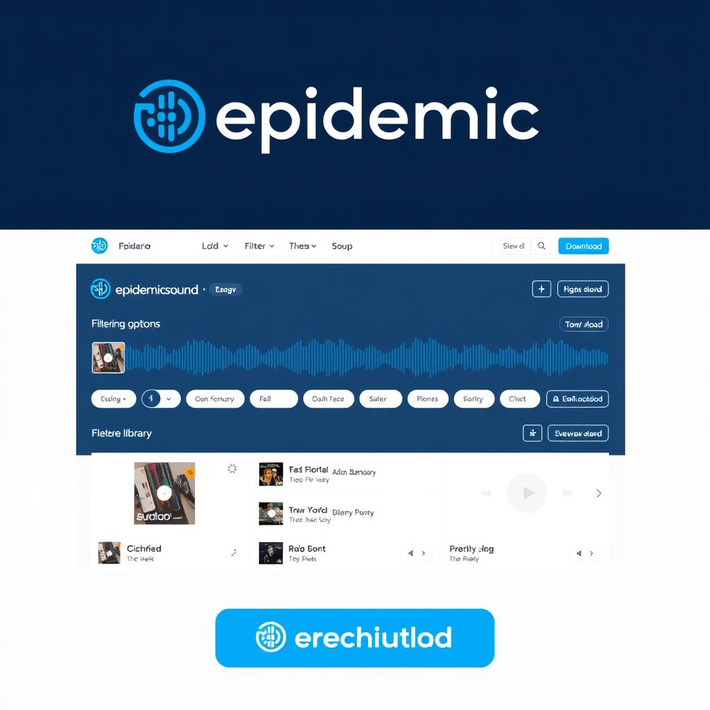 Epidemic Sound logo and interface showing music library