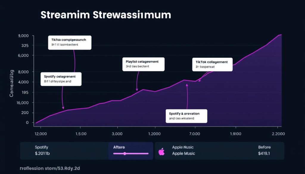 Graph showing streaming growth after implementing effective music marketing strategies