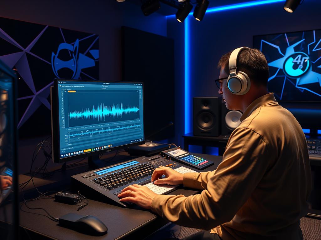 Music producer working with AI-assisted production software showing EDM & Dance Music Trends 2025