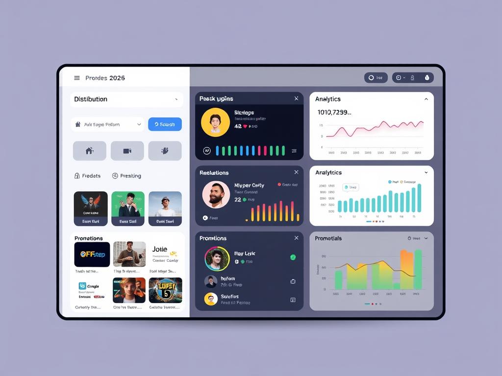 OFFstep distribution platform interface showing features and analytics for 2025