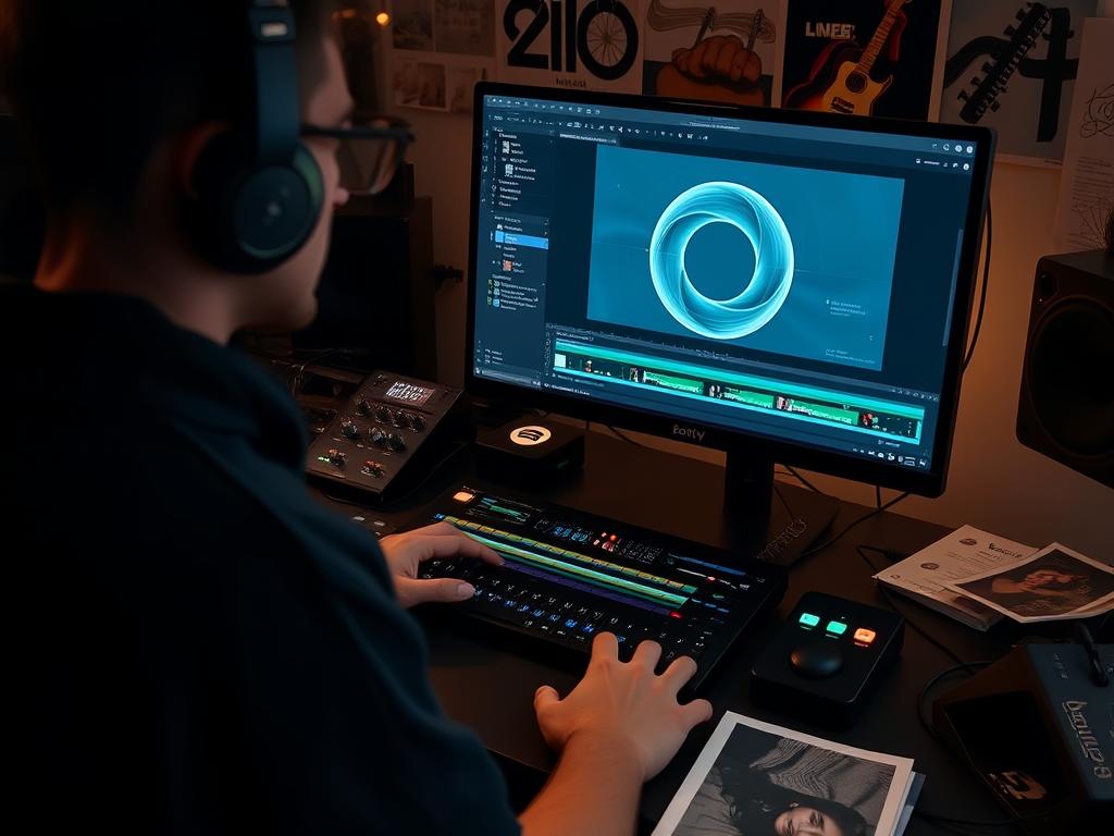 Spotify Canvas looping video being created for music release as part of music marketing strategies