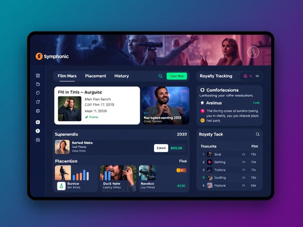 Symphonic Distribution sync licensing interface showing media placement opportunities for 2025