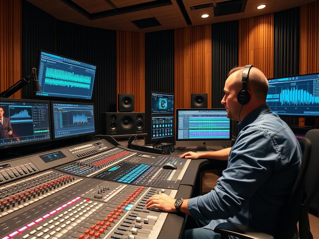 Professional mix engineer working with AI assistant on a complex multi-track session