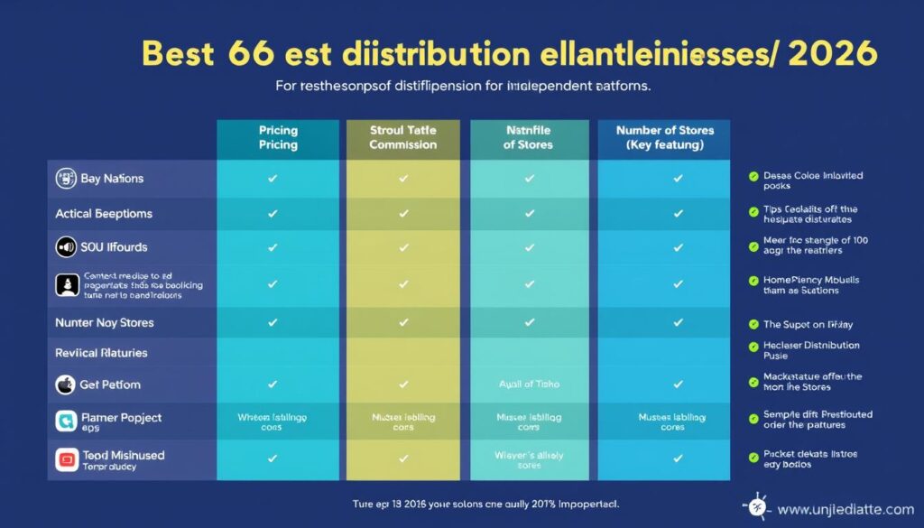 Visual comparison of the best music distribution platforms for independent artists in 2026