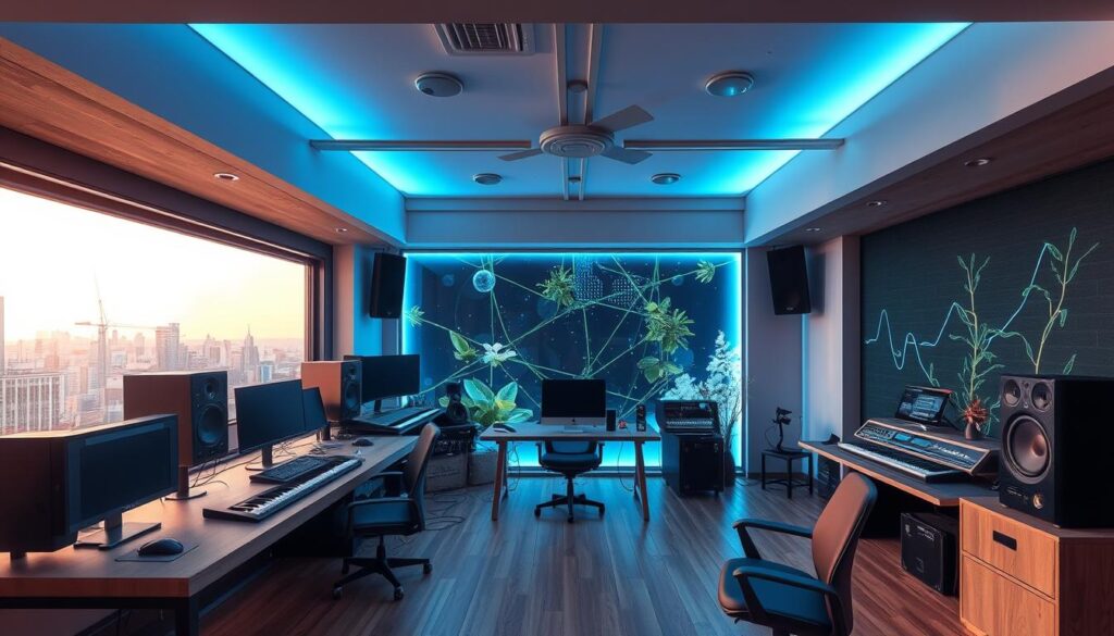 Carbon-neutral electronic music studio with sustainable technology for future of electro music 2026