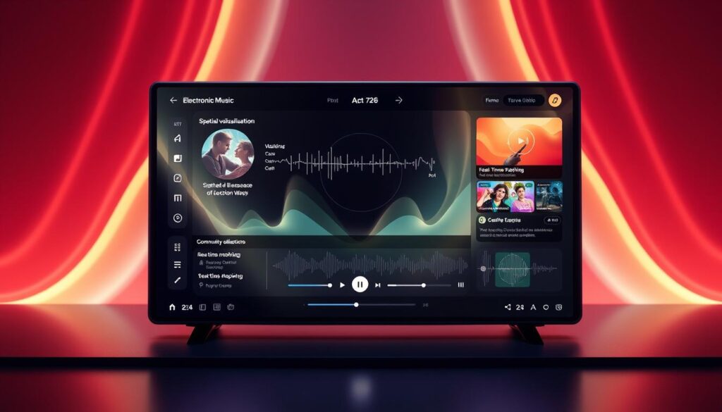 Next-generation music streaming interface with spatial audio visualization for future of electro music 2026