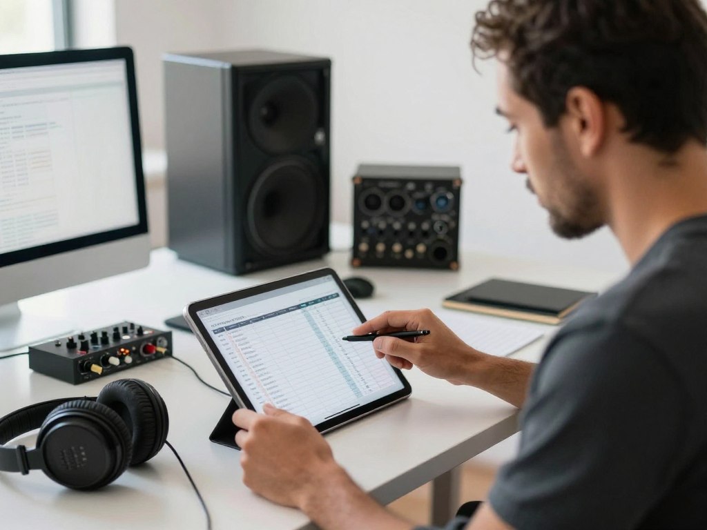 music entrepreneur reviewing a business budget
